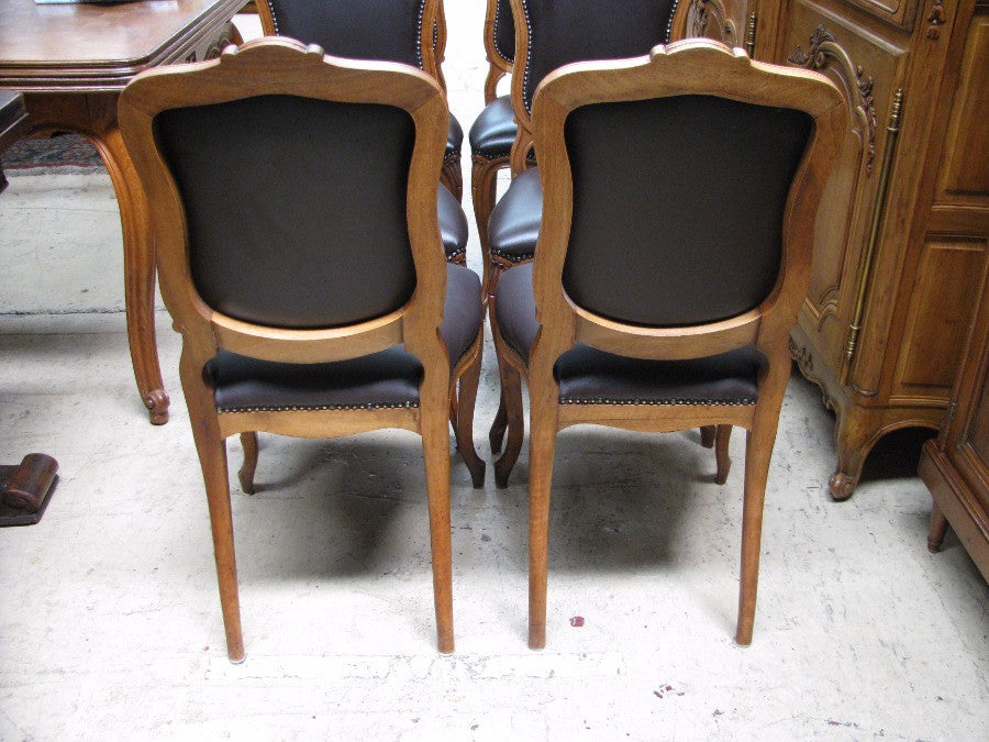 Set of Six French Walnut Dining Chairs
