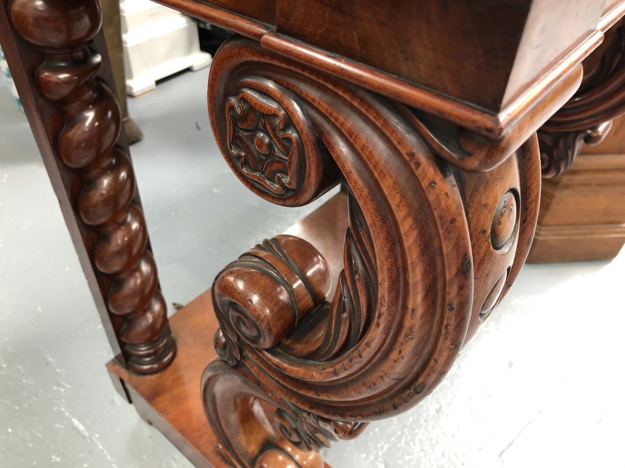 Antique French Flame Mahogany Console Table