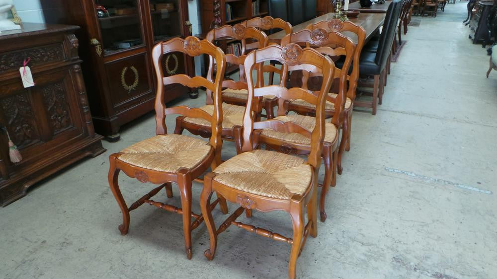Set of Six French Fruit wood Ladder Back Chairs