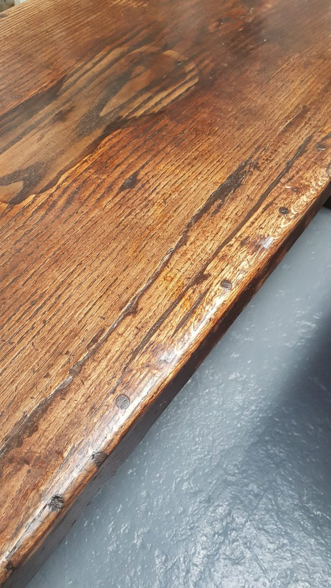 Early 19th Century French Solid Oak Refectory Dining Table