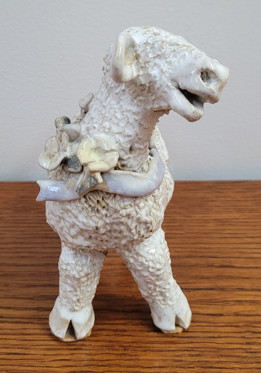 Hand Made Glazed Terra Cotta Sheep signed “Giel”. In good condition.