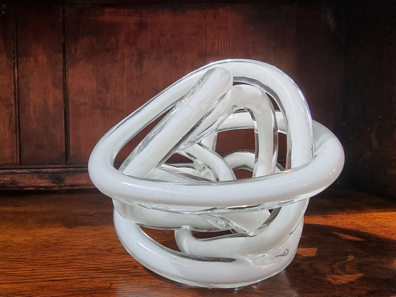Italian Murano twisted glass circular knot sculpture. In good original condition with no damage.