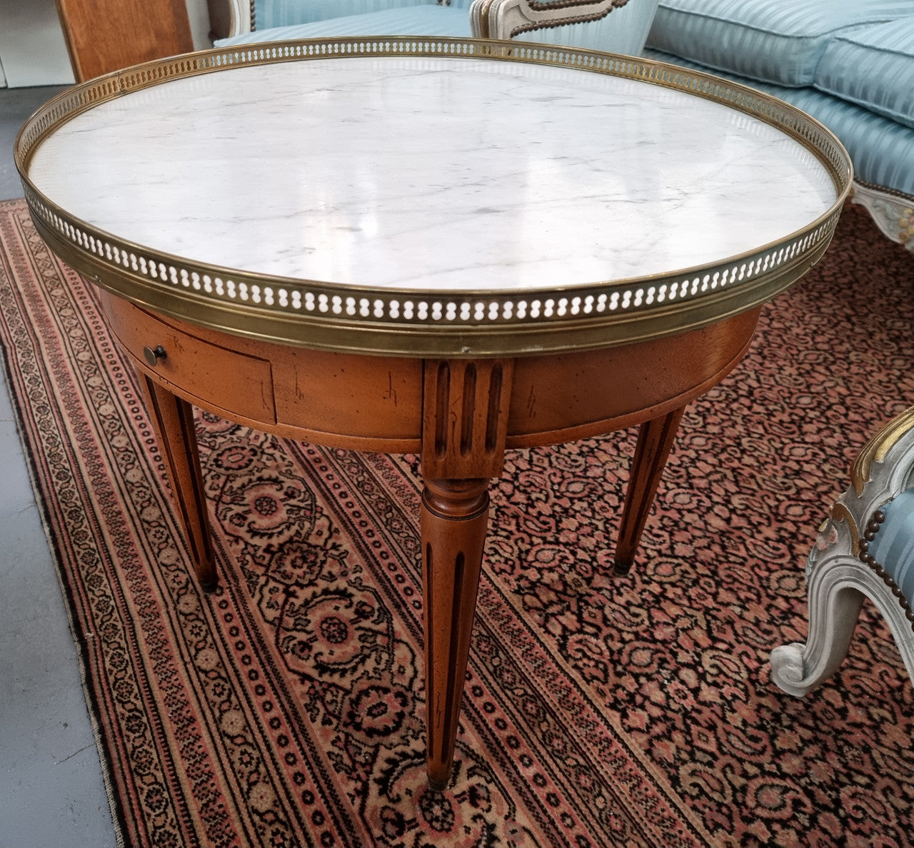 Louis XVI Style Mahogany Marble Top Bouillotte Table