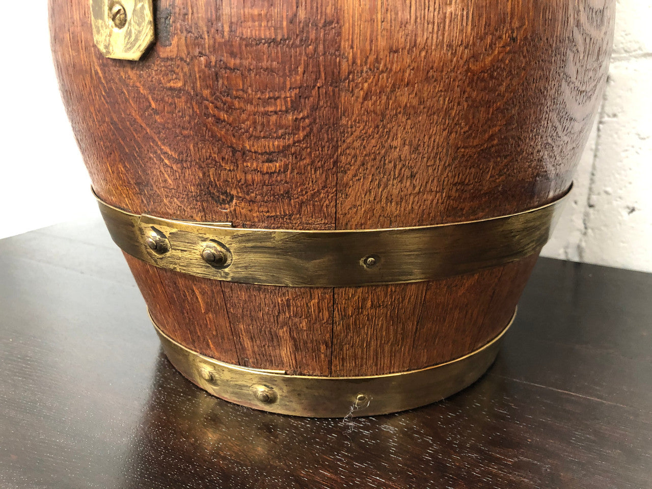 French Oak coopered with copper large wine jug. In good original condition.