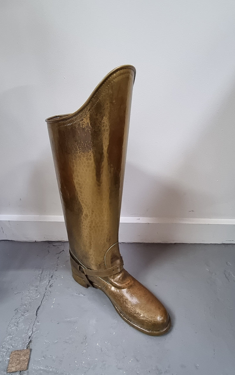 Decorative French brass boot for storing your umbrellas and walking sticks in good original condition.