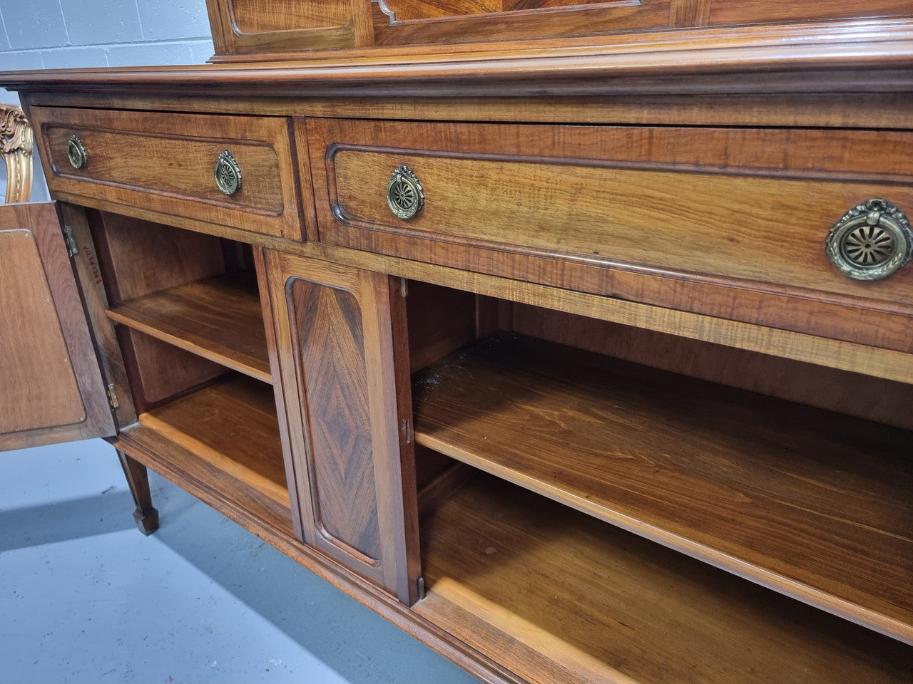 Fabulous Antique two door Blackwood and Fiddleback sideboard with lovely presence and also plenty of room for storage. In original detailed condition.