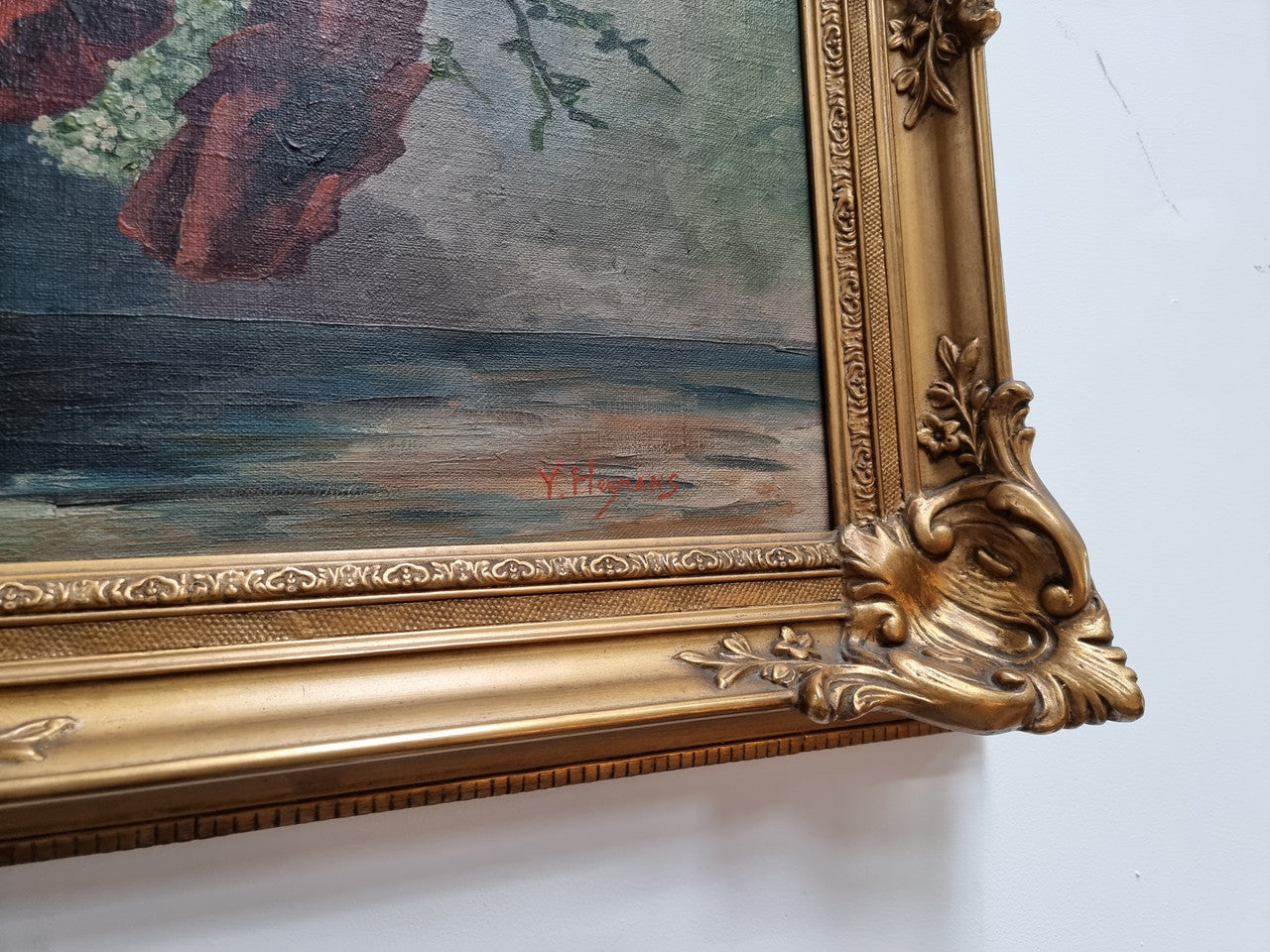 Beautiful Antique Dutch Framed Floral Oil Painting
