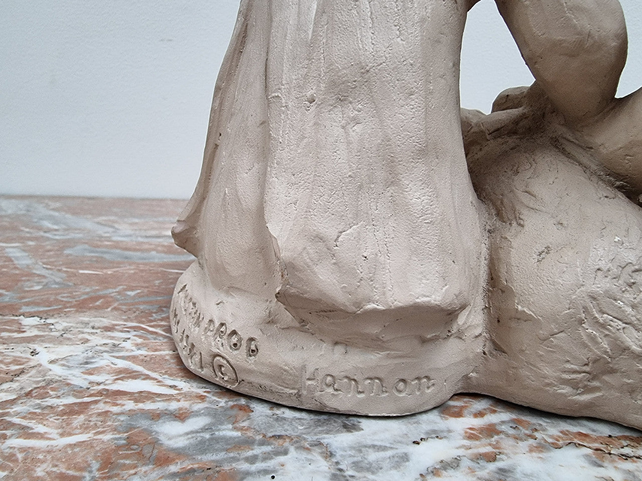 Vintage Austin productions signed Patricia Hannon Sculpture, "Boy Girl and Dog" "1981GG183". In good condition please view photos as they help form part of the description.