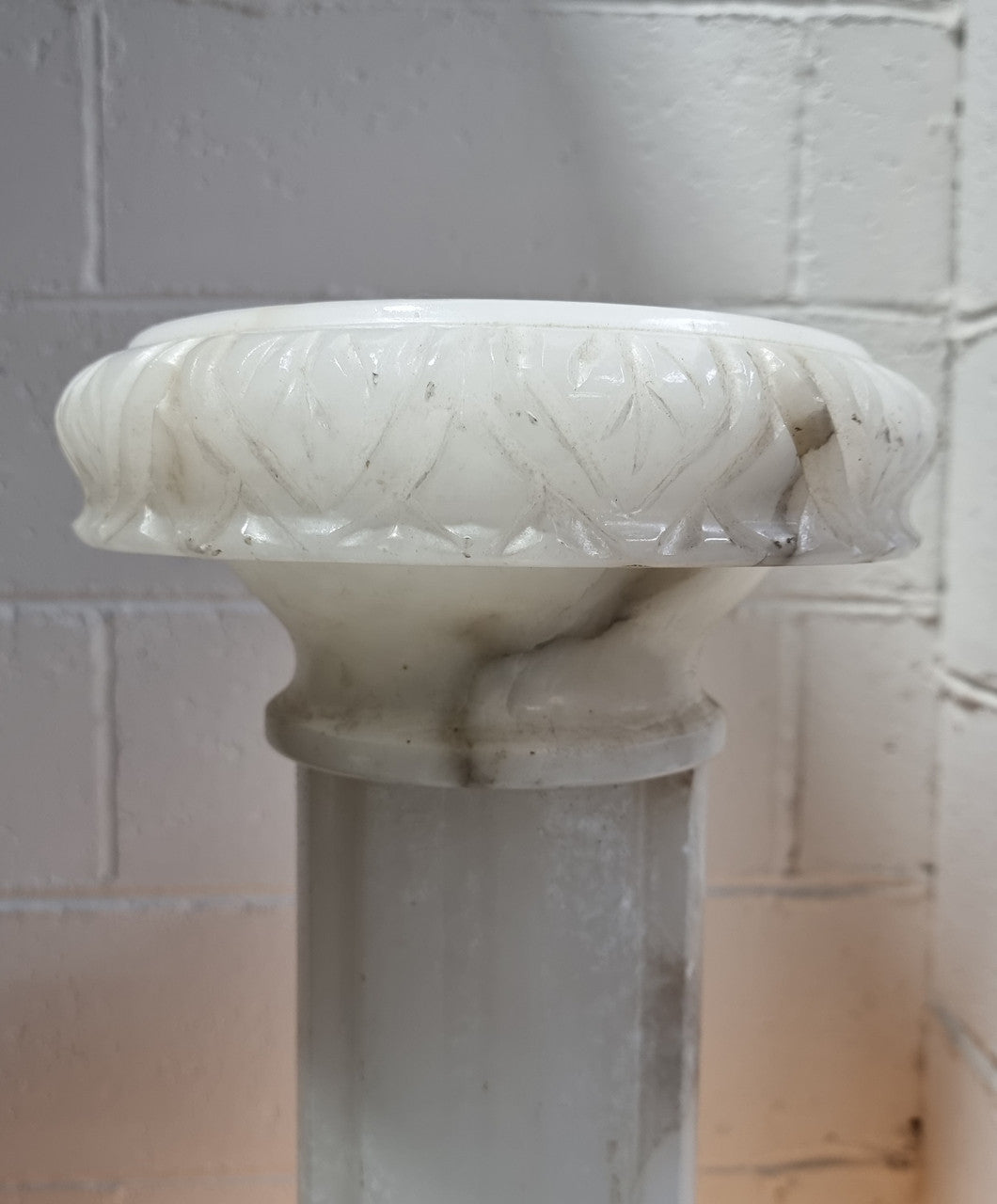 Electrified French White Alabaster Pedestal