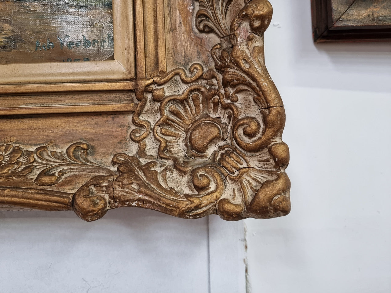 French signed oil on canvas depicting farmhouse in a lovely gilt frame. It is in good original detailed condition and has been sourced from France.