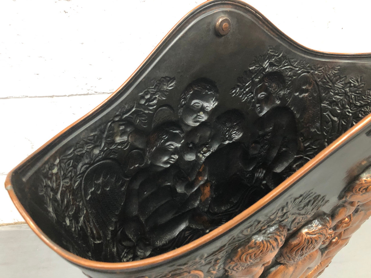 Very Decorative French Copper Cupid Decorated Umbrella-Stick Stand