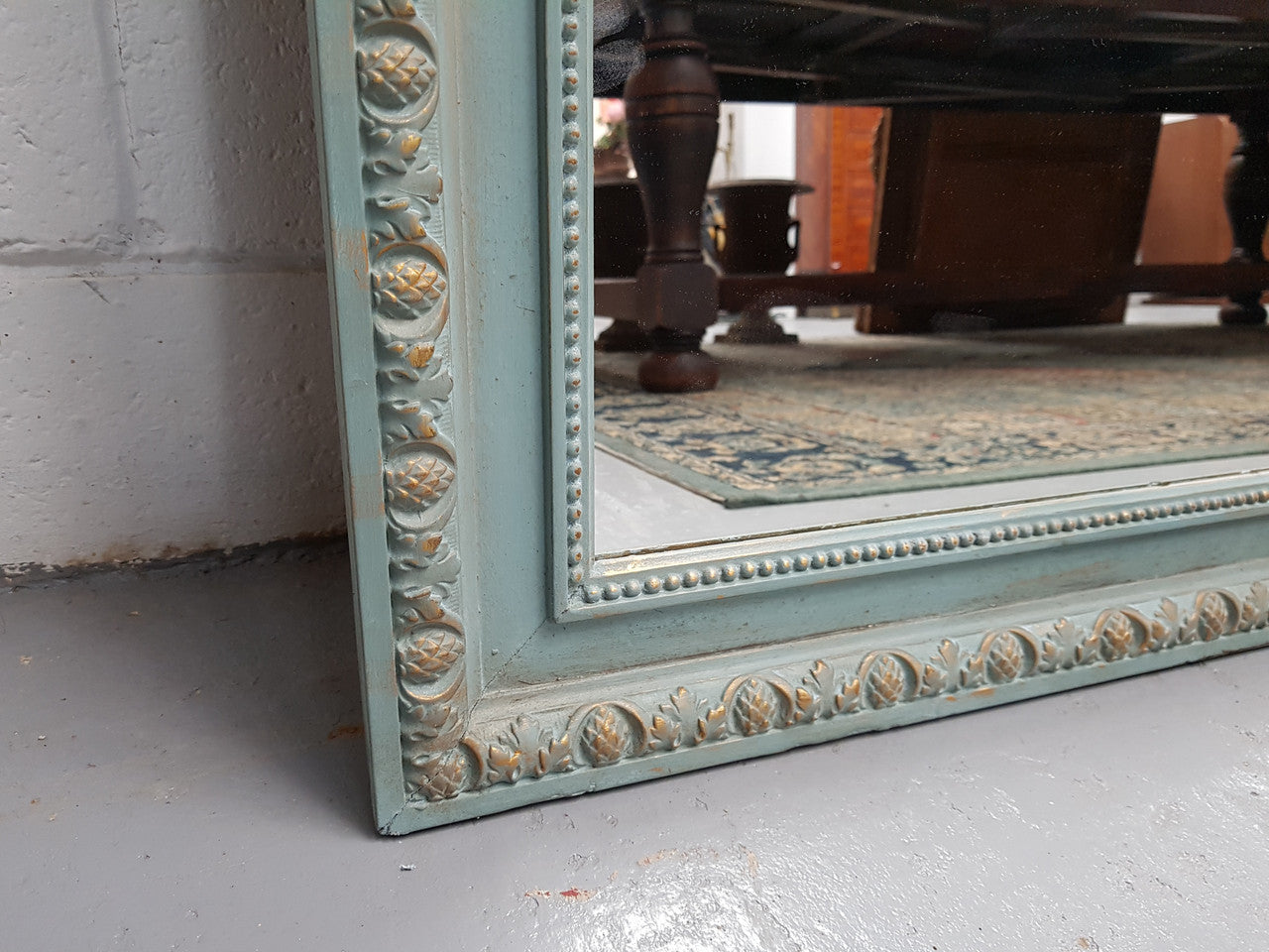 Late 19th Century Antique French Painted & Gilded Trumeau Mirror
