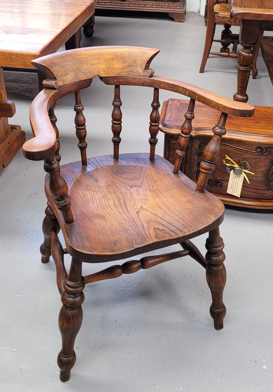 Just landed from France we have four amazing Victorian bow back chairs traditionally called a "smokers chair". They have been constructed from beautiful solid Elm wood and are very comfortable to sit in. All four are in good original detailed condition and are being sold individually for $550.00 each. Please contact us know if you would like more photos or information.