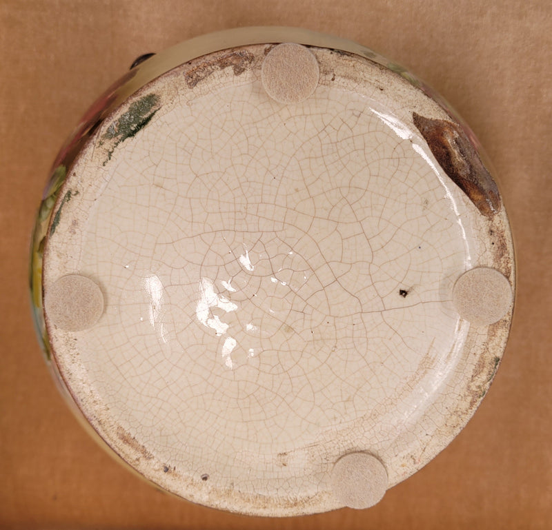 Pretty Antique three handled floral jardinière. Please note that it is being sold in as found condition, please view photos as they help form part of the description.