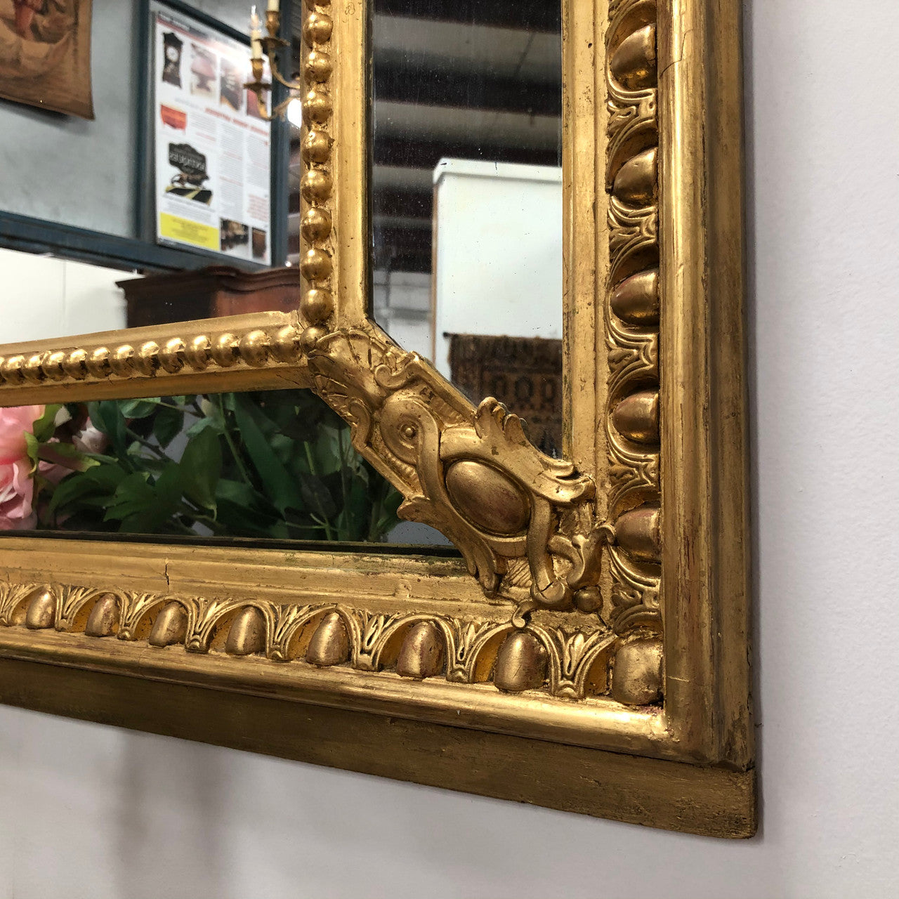 Beautiful French 19th Century Cushion Mirror