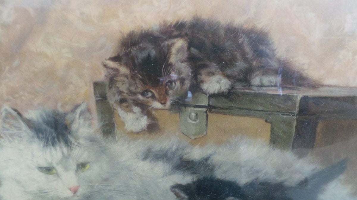 An Original Pears Print Of Kittens Playing
