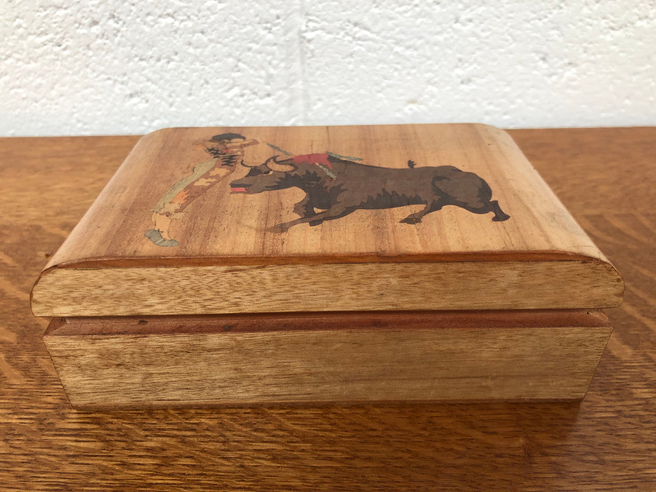 Vintage Wooden Box "Matador & Bull"