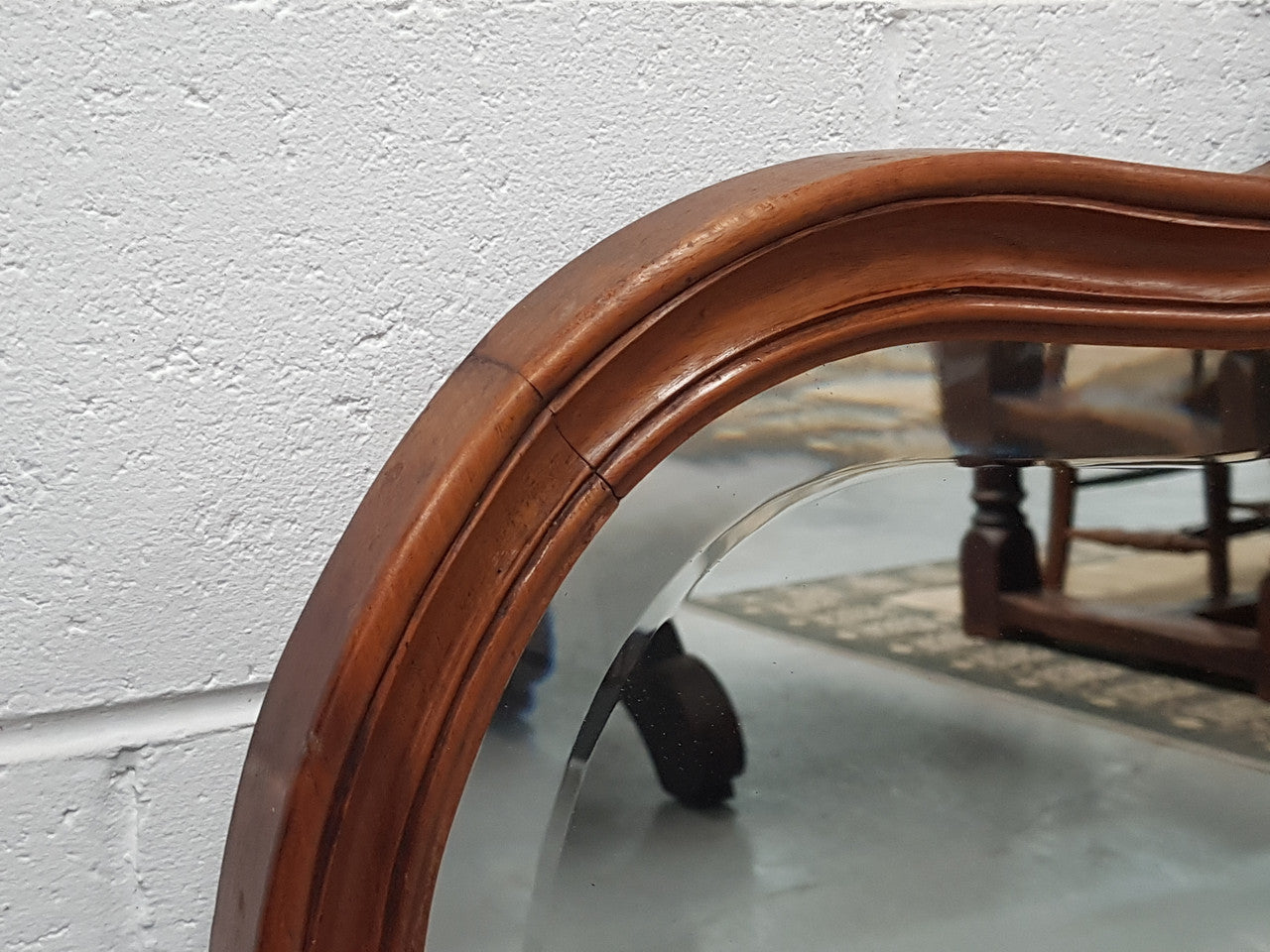 French Antique Louis XV Style Walnut Bevelled Glass Mantle Mirror
