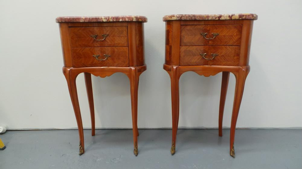 Rare Pair Of Inlaid Bedside Cabinets