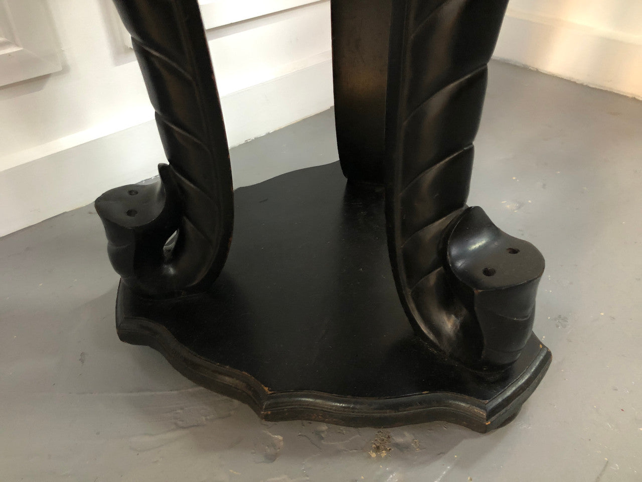 Fabulous French ebonized Elephant pedestal /plant stand with lovely carved detail and in good original detailed condition.