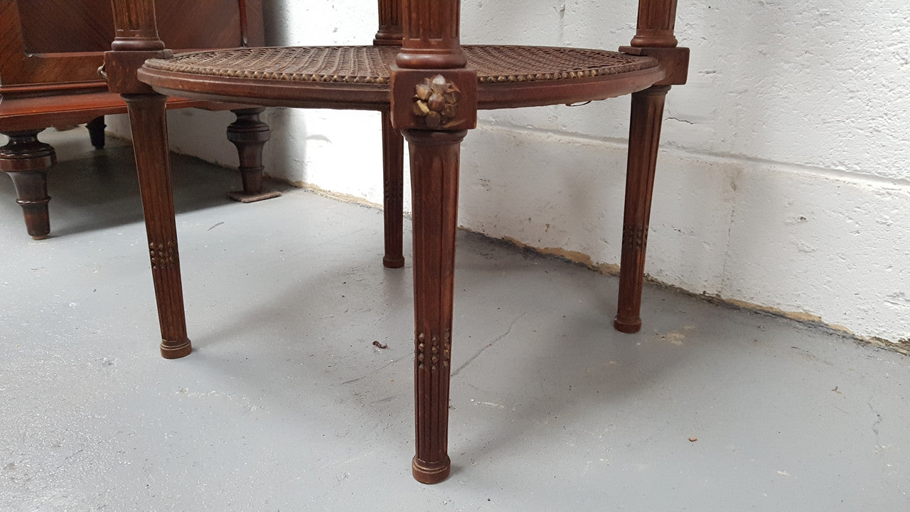 French Louis XVI Style Carved Two Tier Table