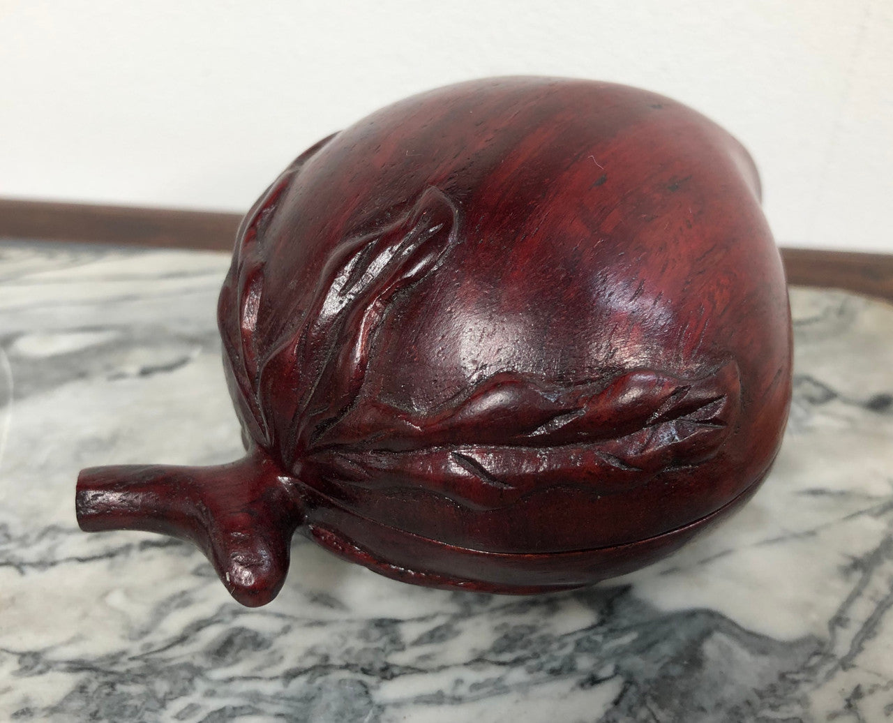 Charming Carved Chinese Rosewood Peach Trinket Box
