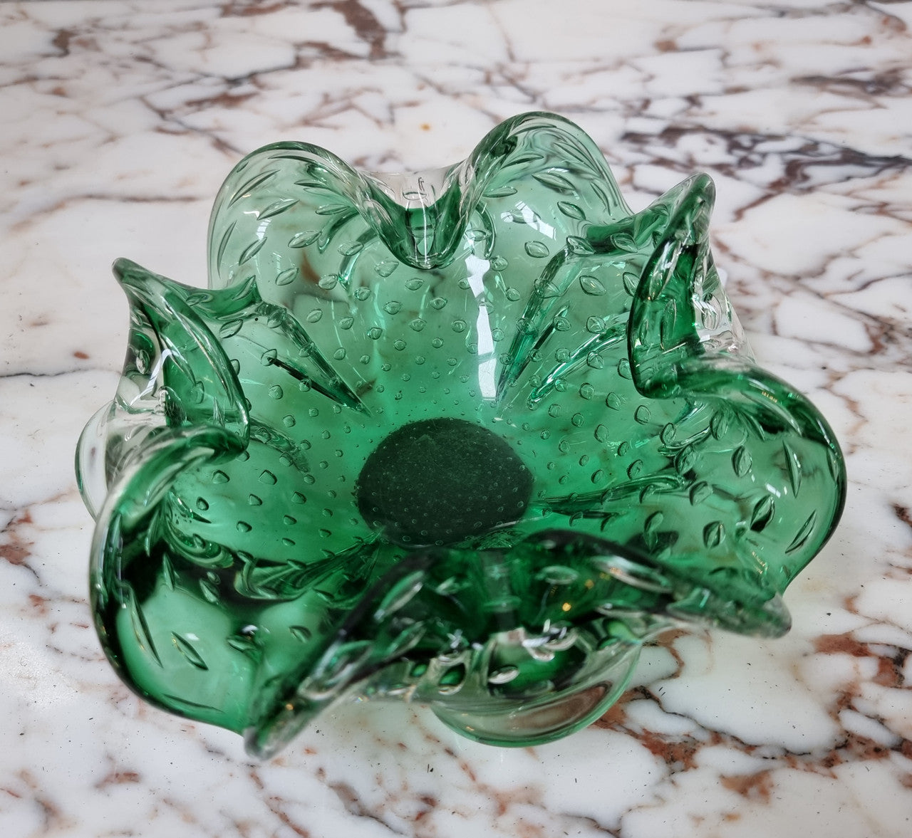 Vintage “Murano” Handmade Glass Green Bowl