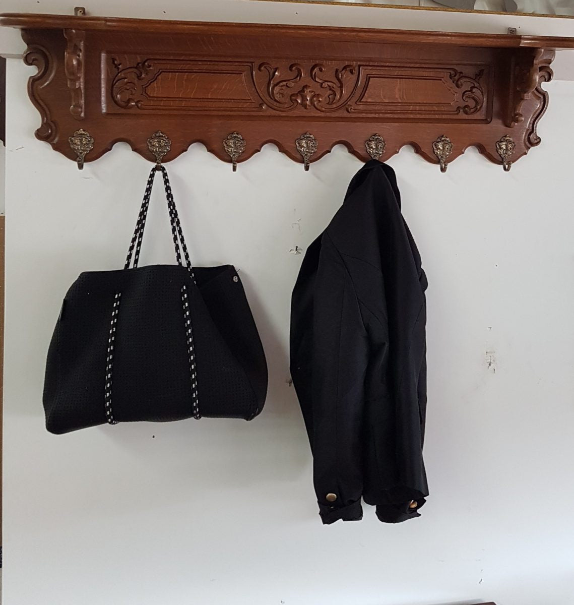 French Oak Wall Mounted Hat / Coat Rack