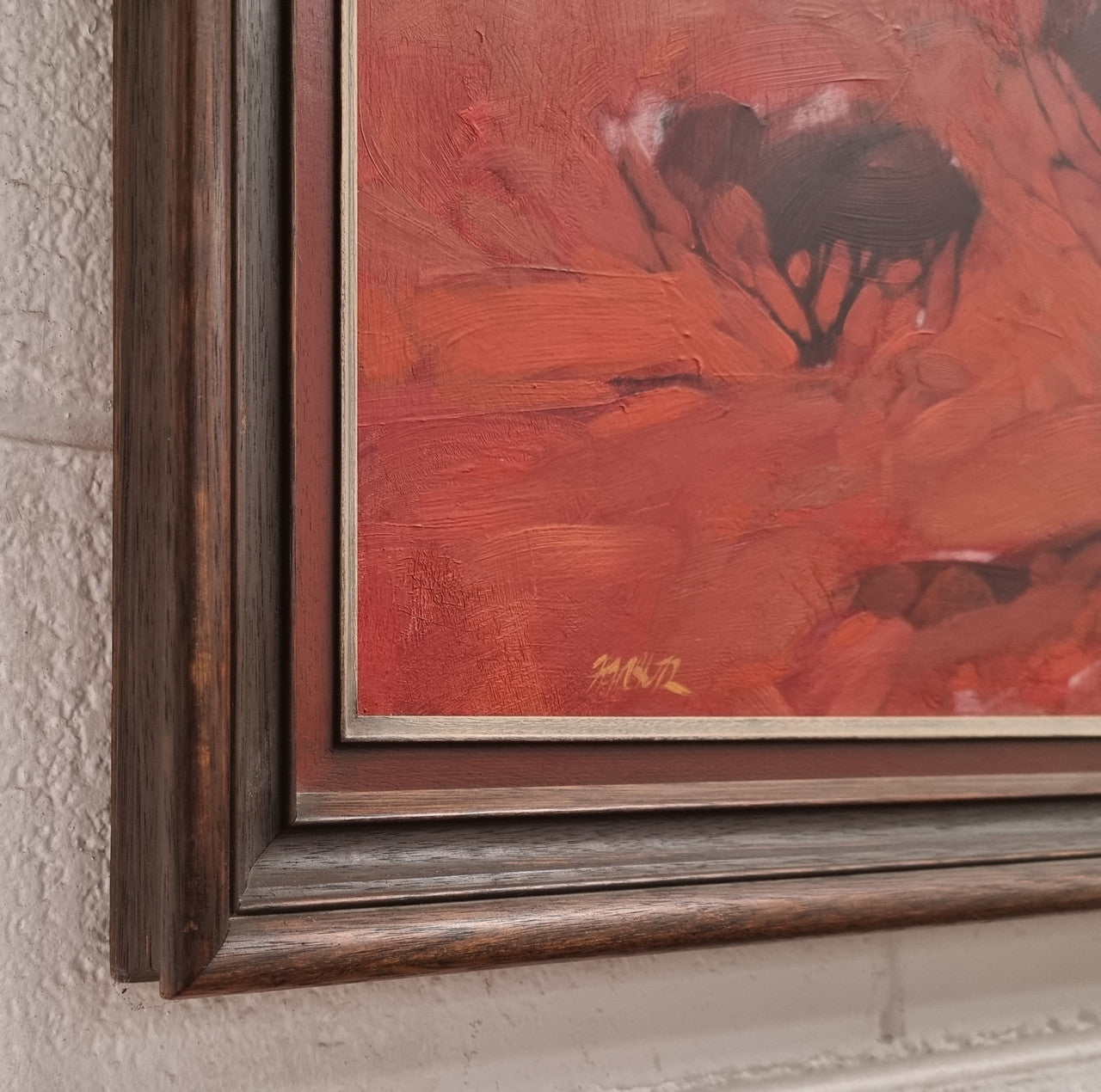 Stunning abstract landscape signed " Hans Van Vlodrop" Australian oil on board. Circa 1980's. It has been sourced locally and is in good original condition.
