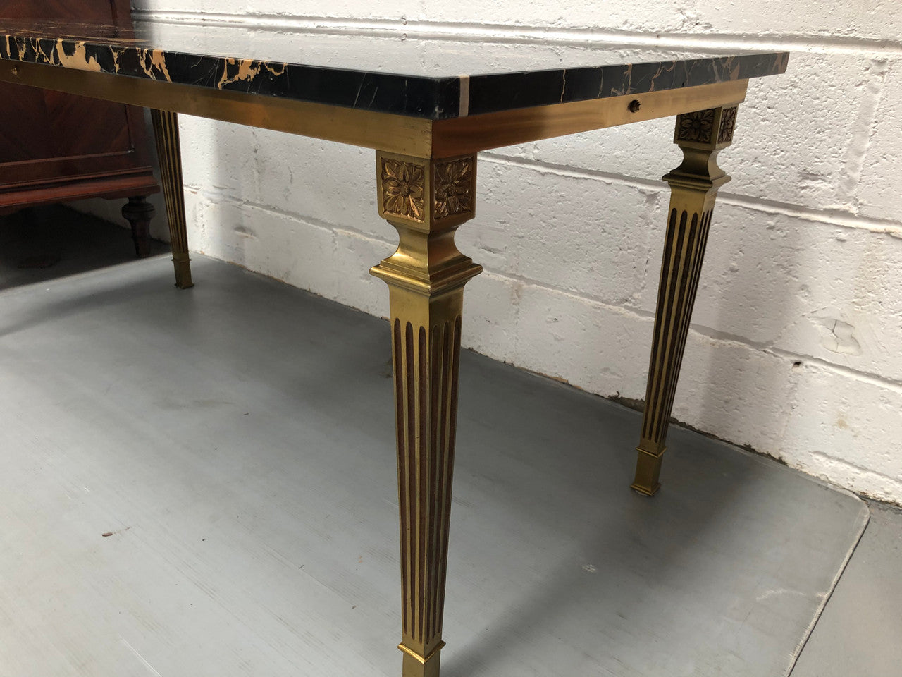 French Art Deco Coffee Table With A Portoro Marble Top