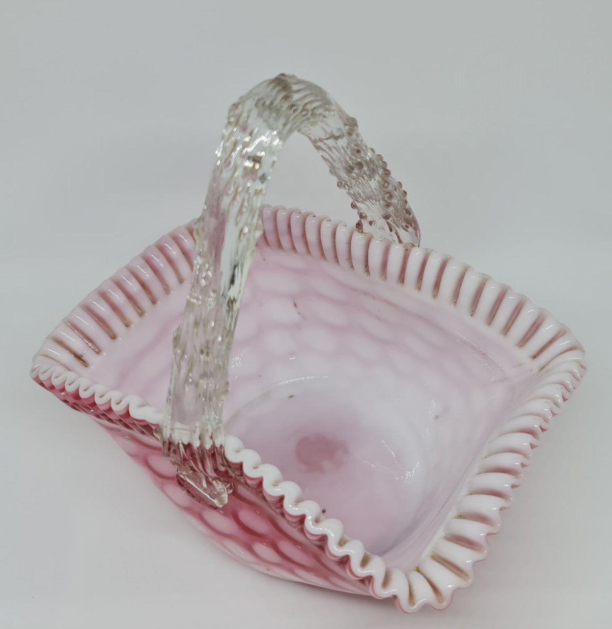 Beautiful hand made Victorian glass basket, in amazing original condition.