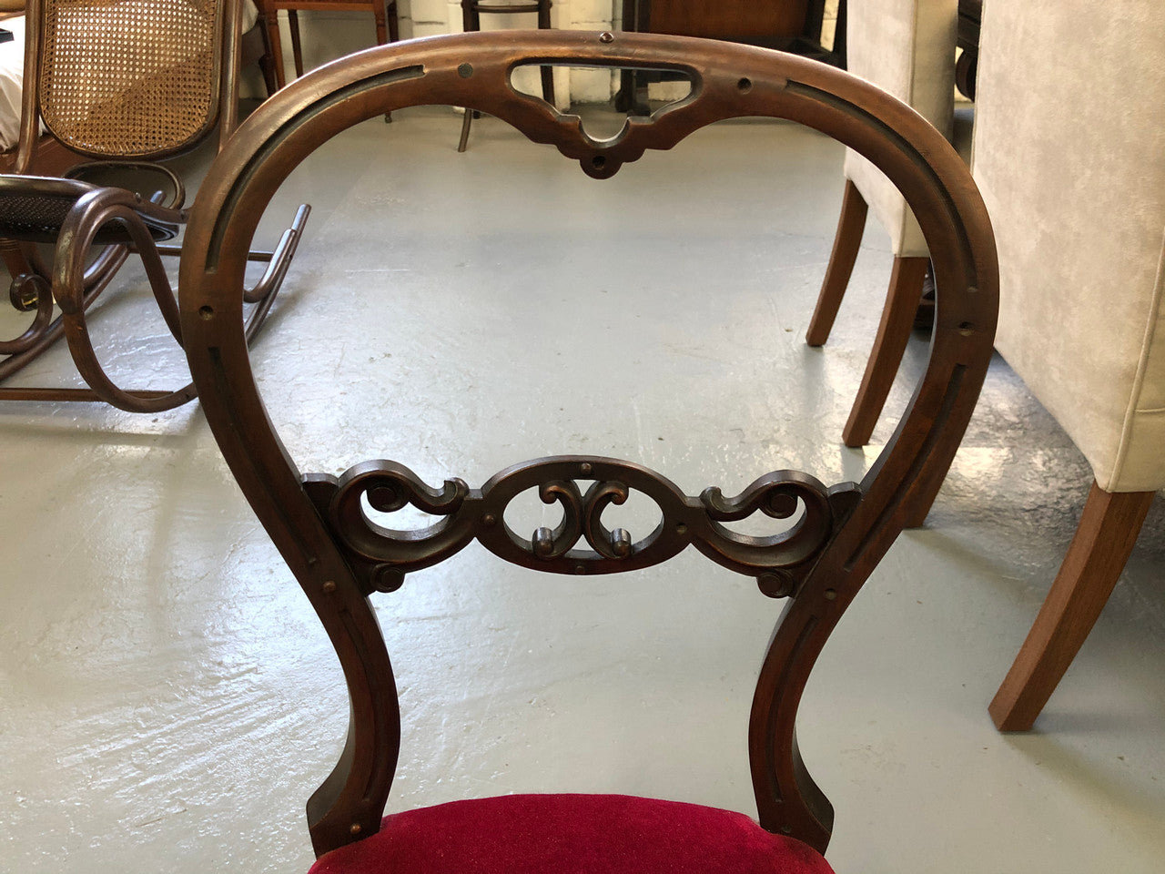 Edwardian Bedroom Chair With Red Upholstery