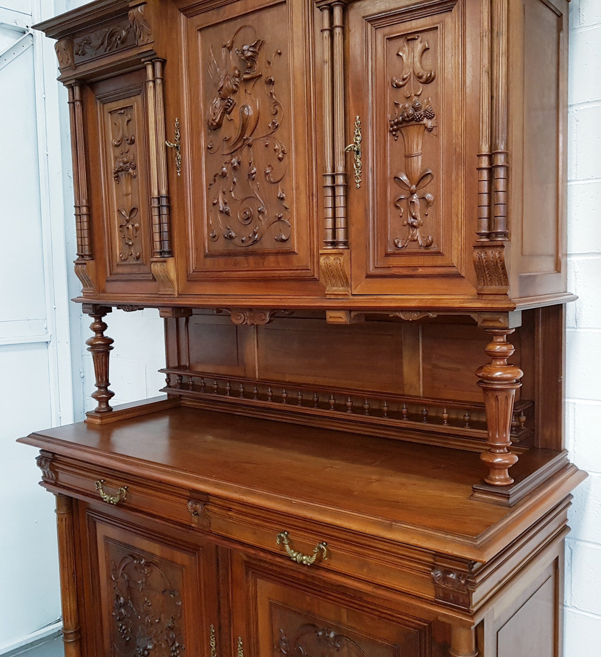 French Walnut Henry II Style Sideboard/Buffet With Superb Carving