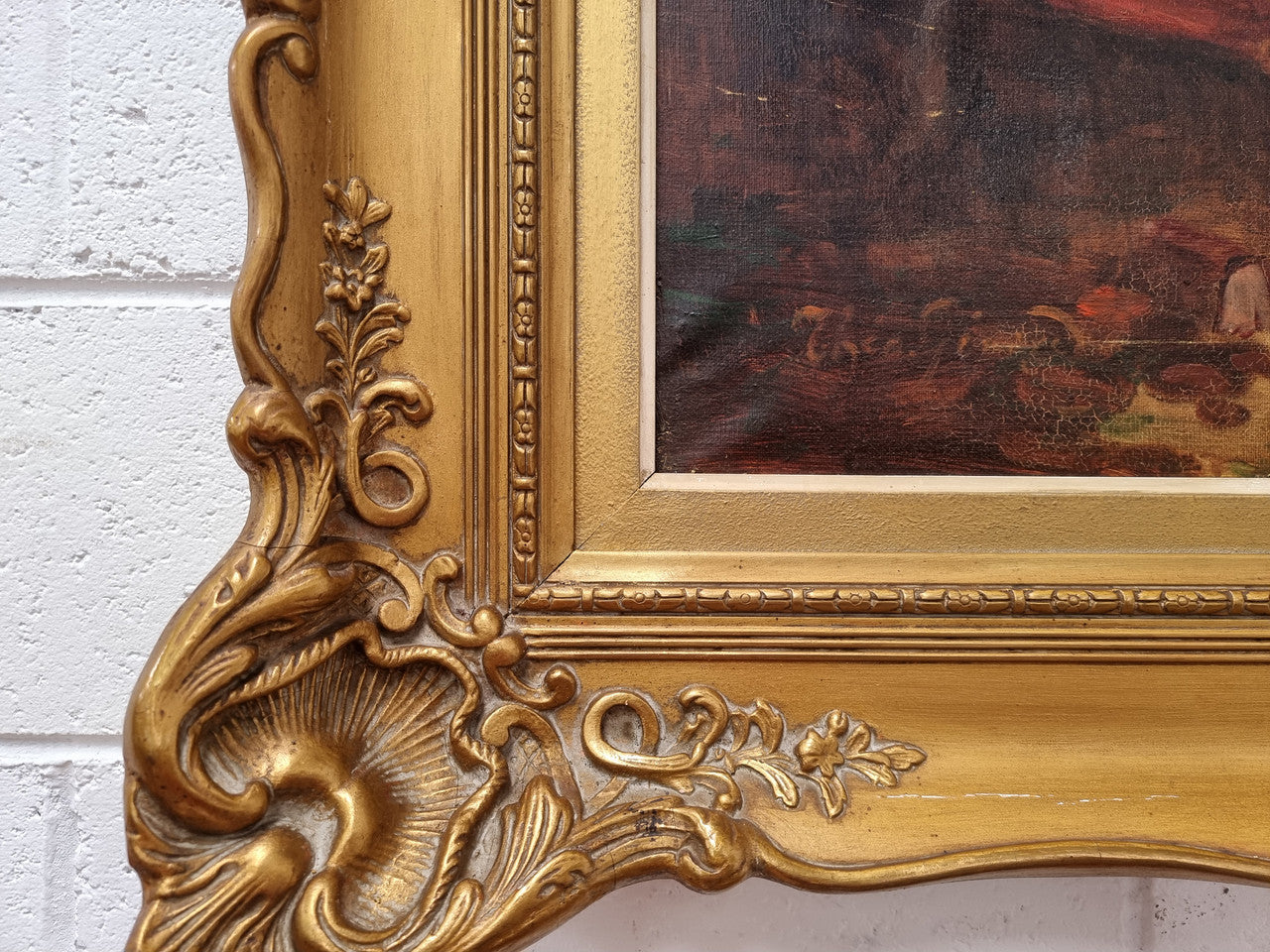 Beautifully framed oil on canvas, sourced in France is this stunning painting in an ornate decorative frame and in good condition.