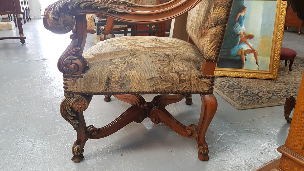 A sensational French walnut carved chair