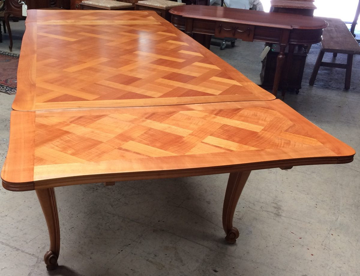Cherrywood Parquetry Top Extension Dining Table