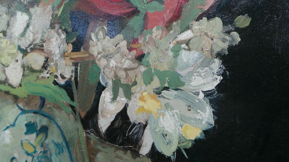 Impressive Belgium Still Life Oil On Board