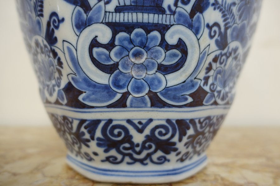 Antique Delftware Lidded Vase
