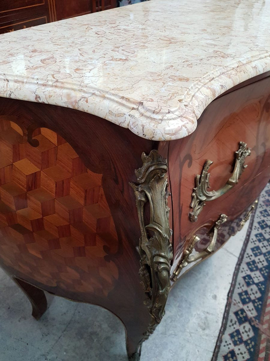 French 19th Century Parquetry Inlaid Commode