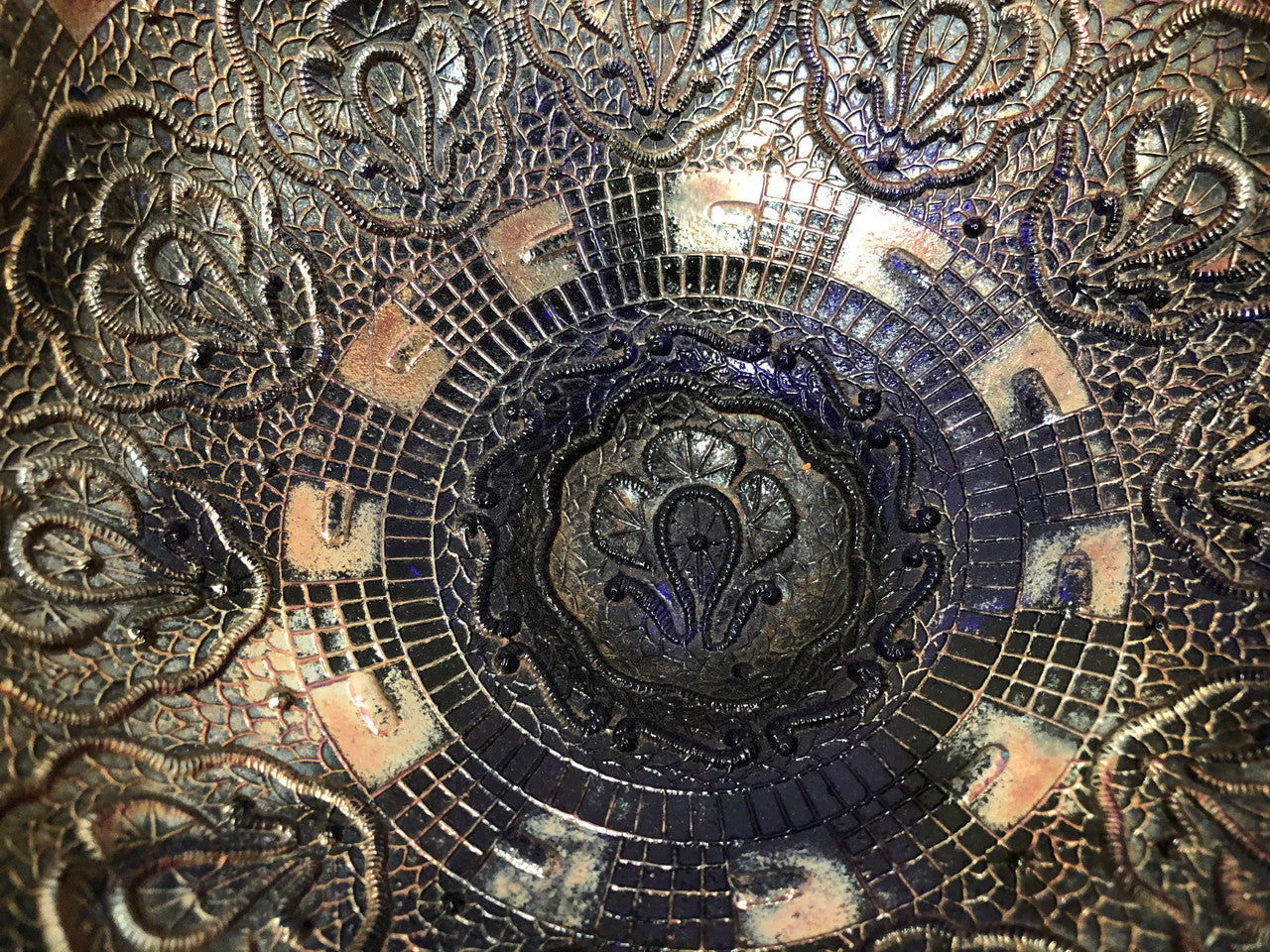 Large Cobalt Carnival Glass Bowl