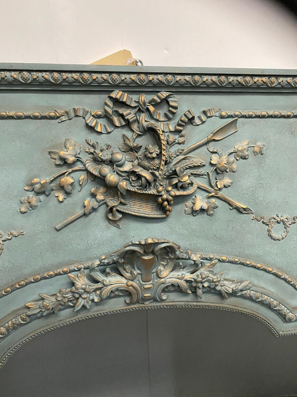 Late 19th Century Antique French Painted & Gilded Trumeau Mirror