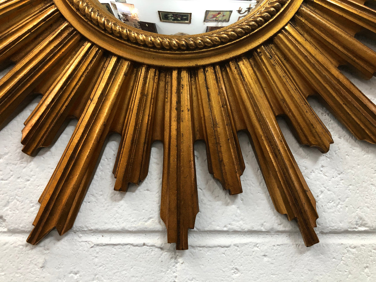 Belgium Gilt Star Burst Convex Mirror