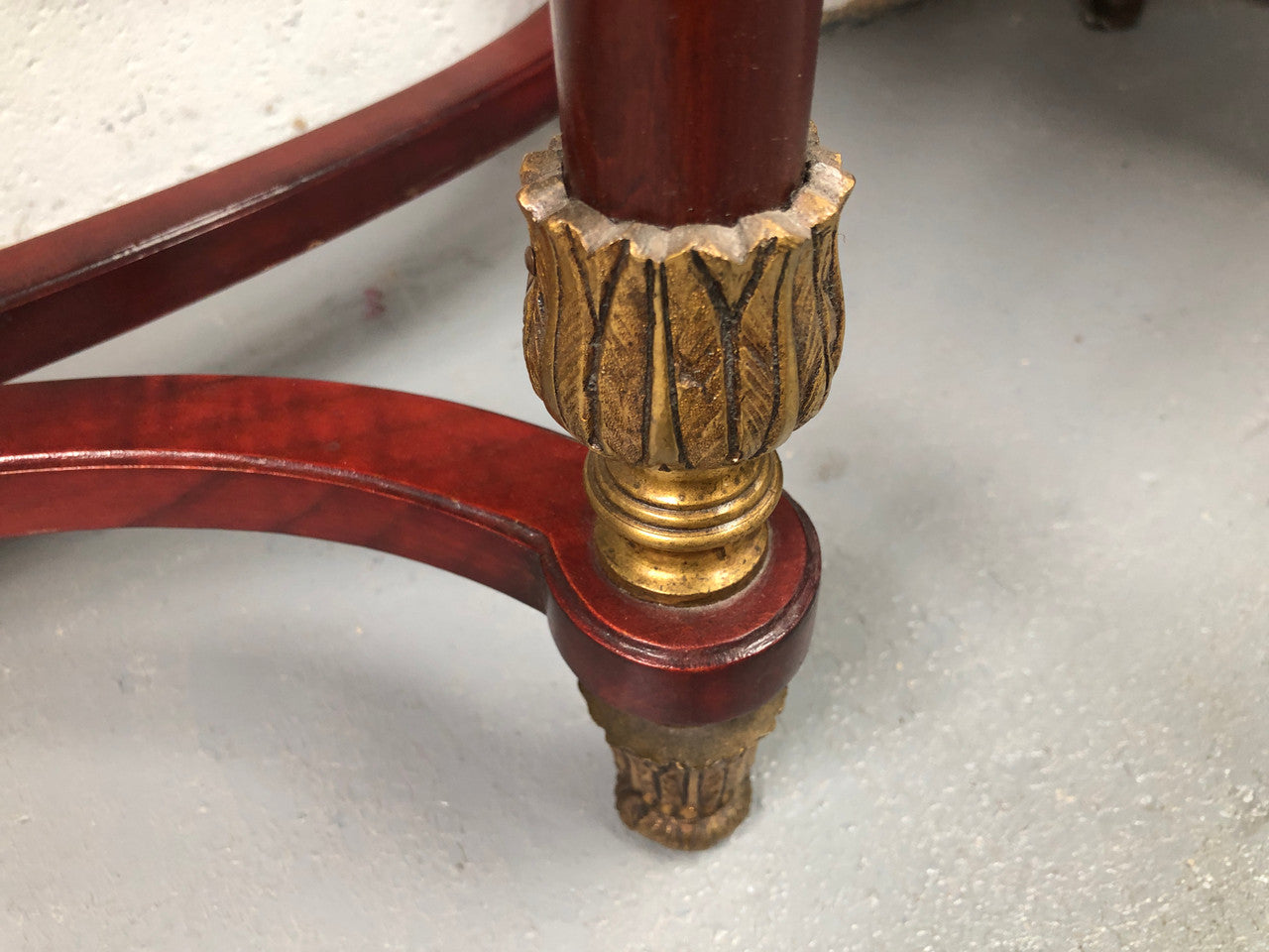 Fully restored decorative French style mahogany console table, with beautiful ormolu mounts and in very good condition.