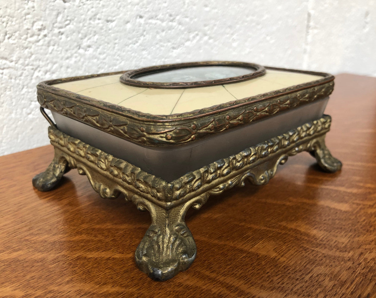 Edwardian Gilt Metal & Hand-Painted Miniature Casket