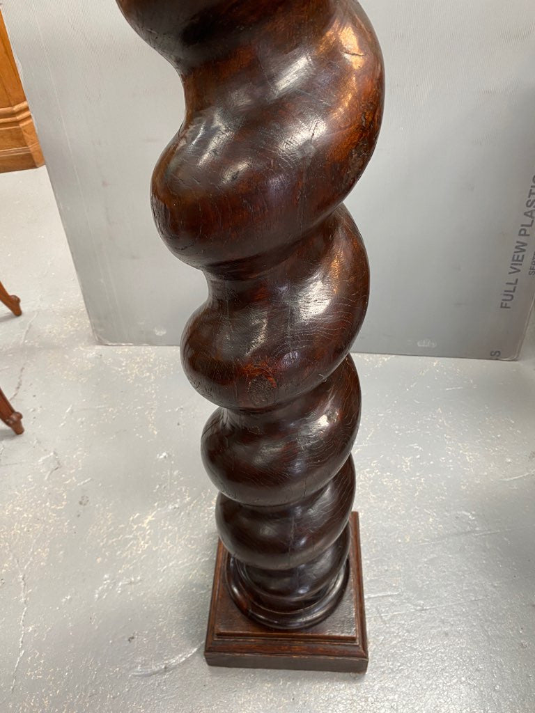 Antique French 19th century barley twist Oak pedestal with great patina. Circa 1860 and it is in very good original condition.