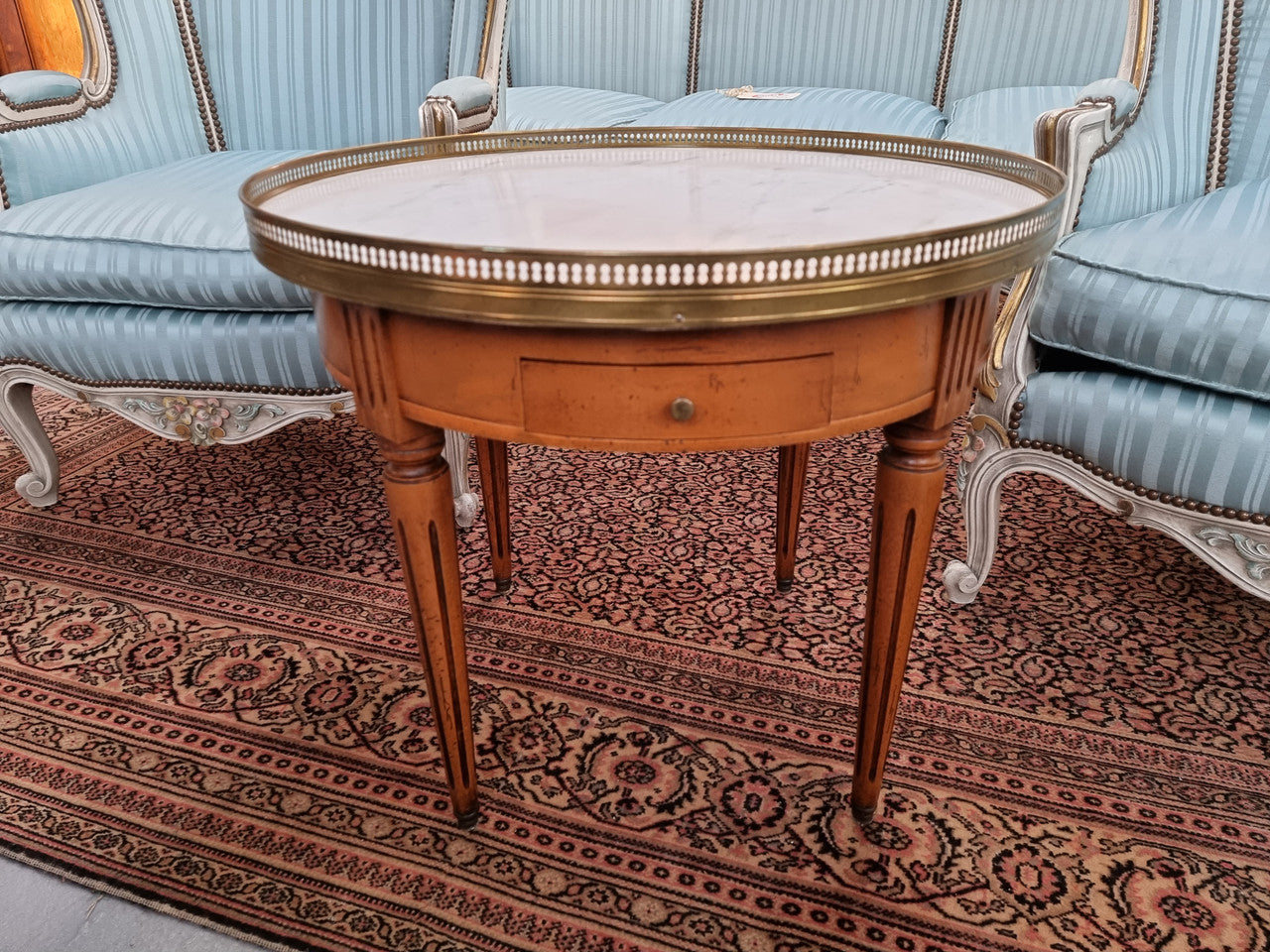 Louis XVI Style Mahogany Marble Top Bouillotte Table