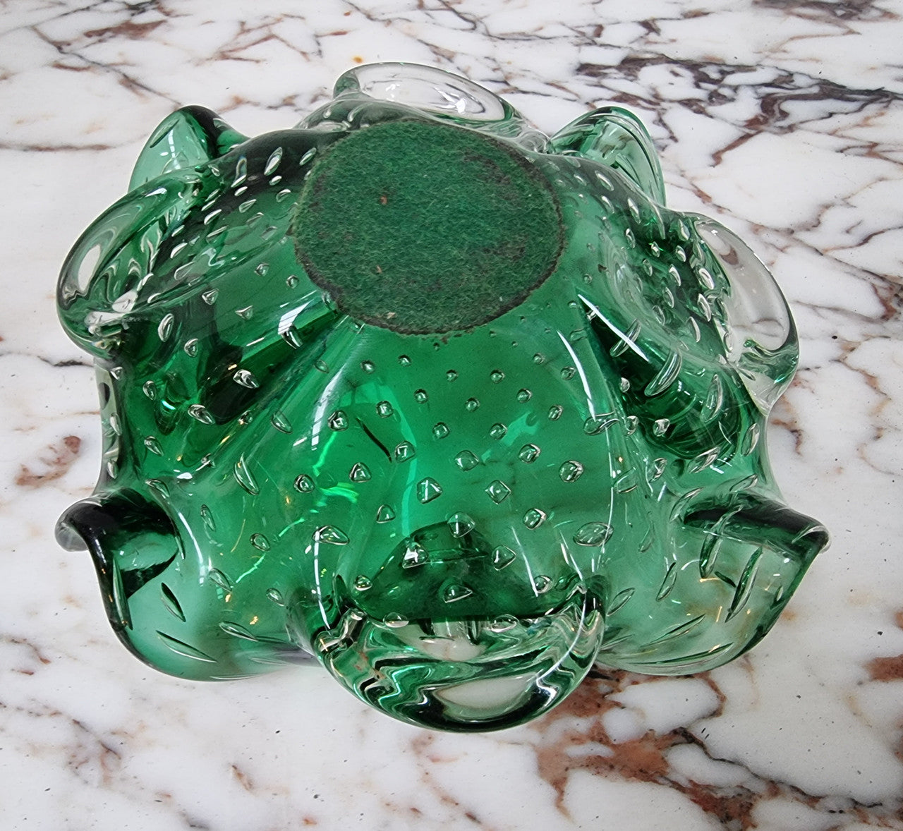 Vintage “Murano” Handmade Glass Green Bowl