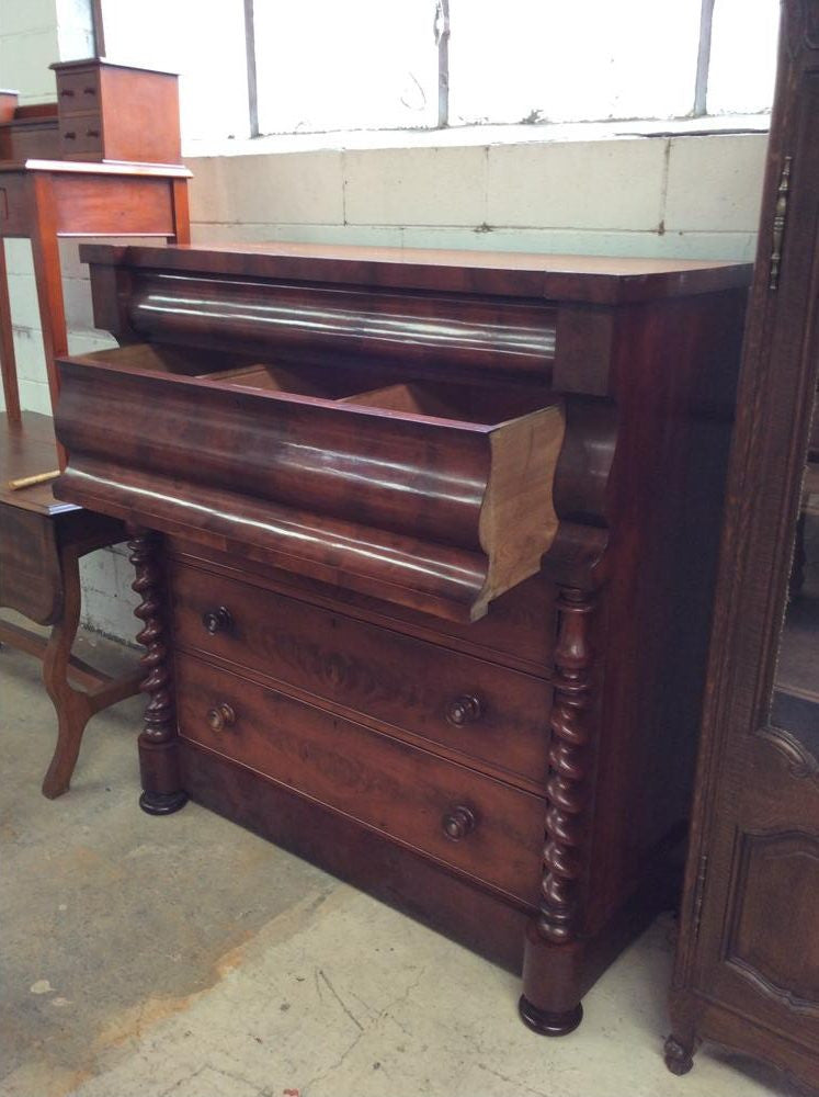 Victorian Flame Mahogany Chest Of Drawers-1
