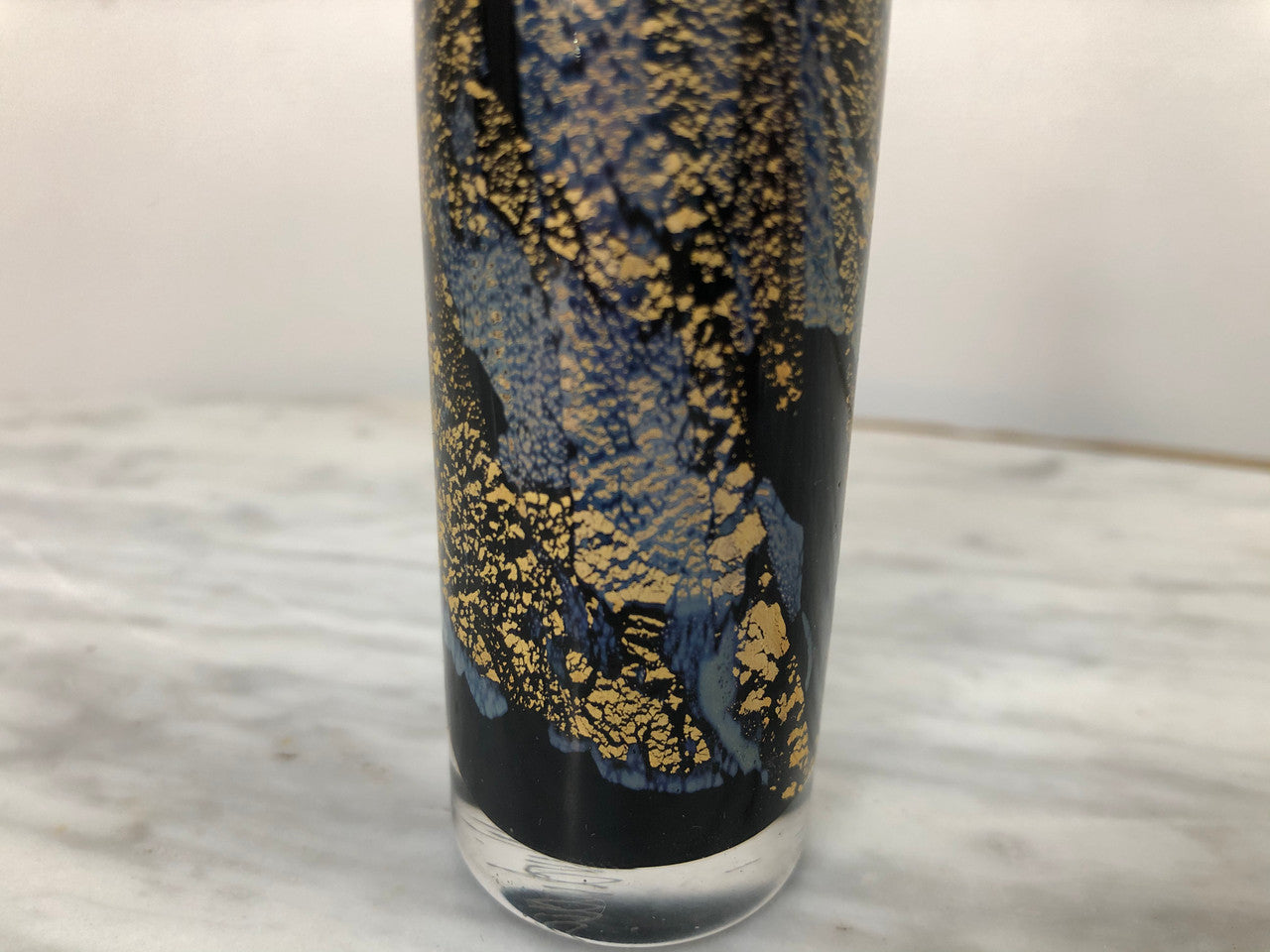 Nick Wirdnam Long Black & Gold Art Glass Scent Bottle