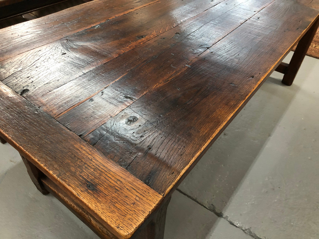 19th Century French Oak Farmhouse Table With Drawer